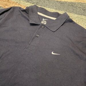 Nike Mens Solid Navy Blue 100% Cotton Polo Shirt Logo Size XXL